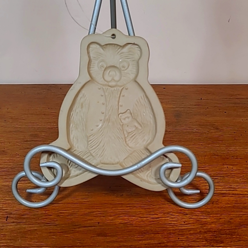 Brown Bag Cookie Art TEDDY BEAR Hill Design Stone Press 6” Mold 1984 VINTAGE